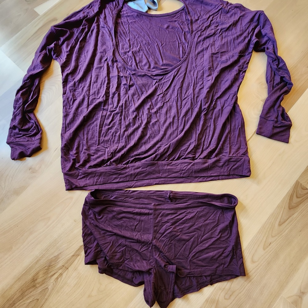 Shirt and boy shorts set, purple.